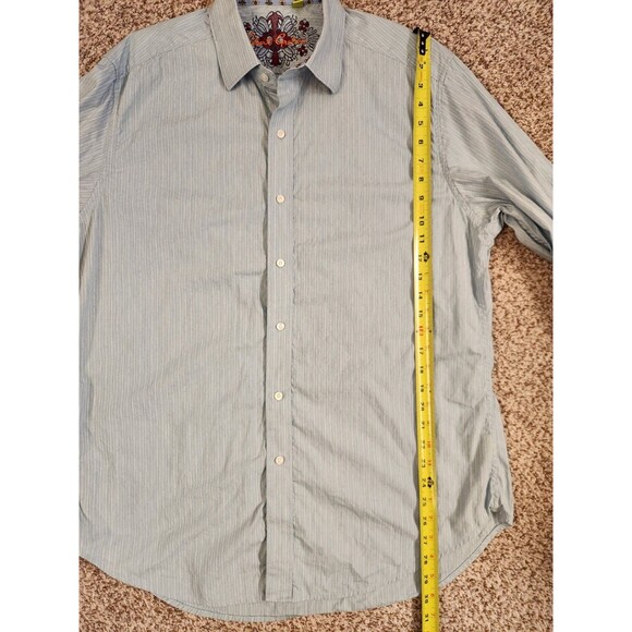 Robert Graham Mens Long Sleeve Button Down Shirt Blue Stripe Patterned Large - Picture 9 of 9